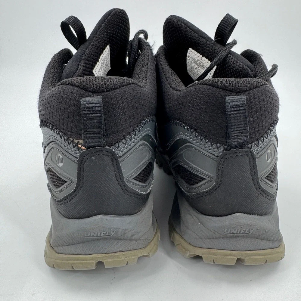 Merrell Capra Sport Mid Hiking Boots Mens‎ 7 Black Waterproof J35369 UniFly